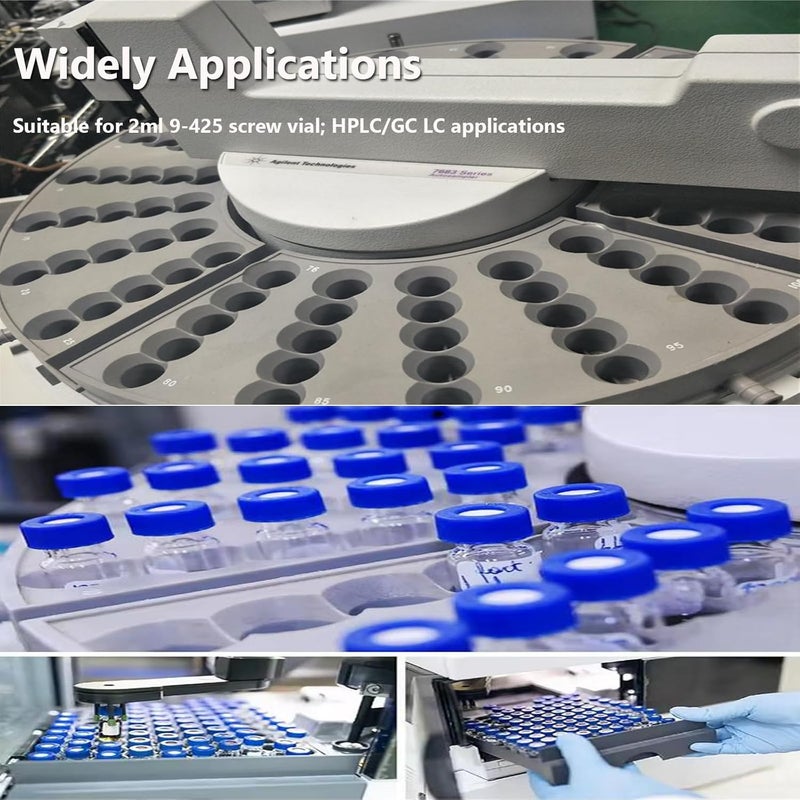 ZYNXTAR 2ml Autosampler Vial HPLC Vials 1000 Pcs Lab Amber Vials Brown Glass Vial with Blue Screw Caps Writing Patch Red PTFE & White Silicone Septa fit for LC Stamper - Image 5